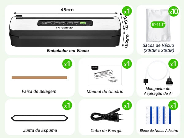 Maquina Seladora A Vacuo Profissional Para Cozinha INK-VS05
