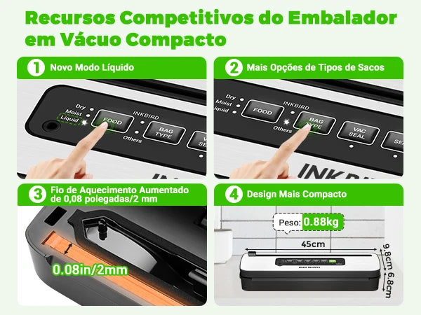 Maquina Seladora A Vacuo Profissional Para Cozinha INK-VS05