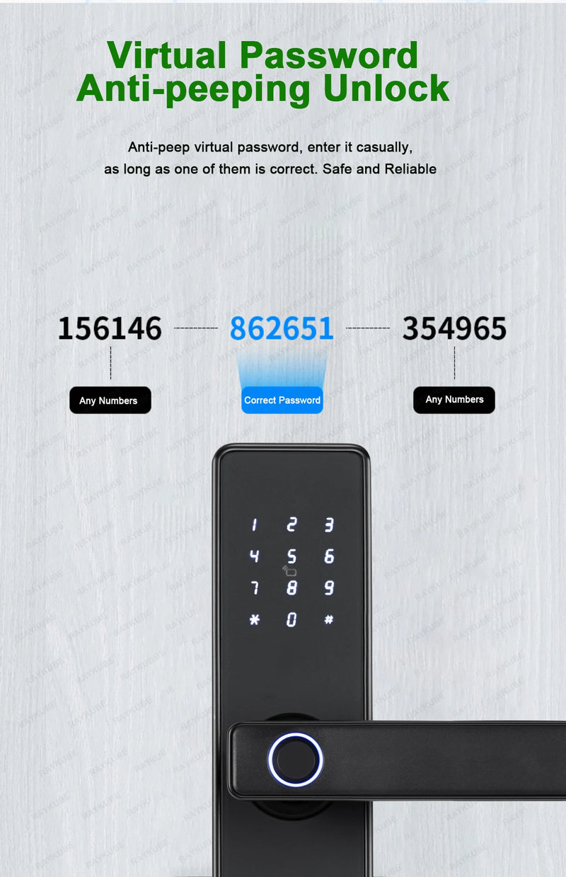 Fechadura Digital RAYKUBE K20 C/ Maçaneta Biometrica