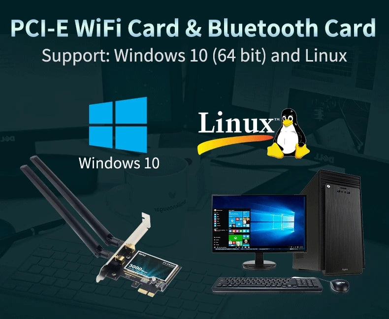 AX200 PCIE Cartão Adaptador de Wifi Bluetooth5.2 Dual Band 2.4G/5Ghz 2974Mbps