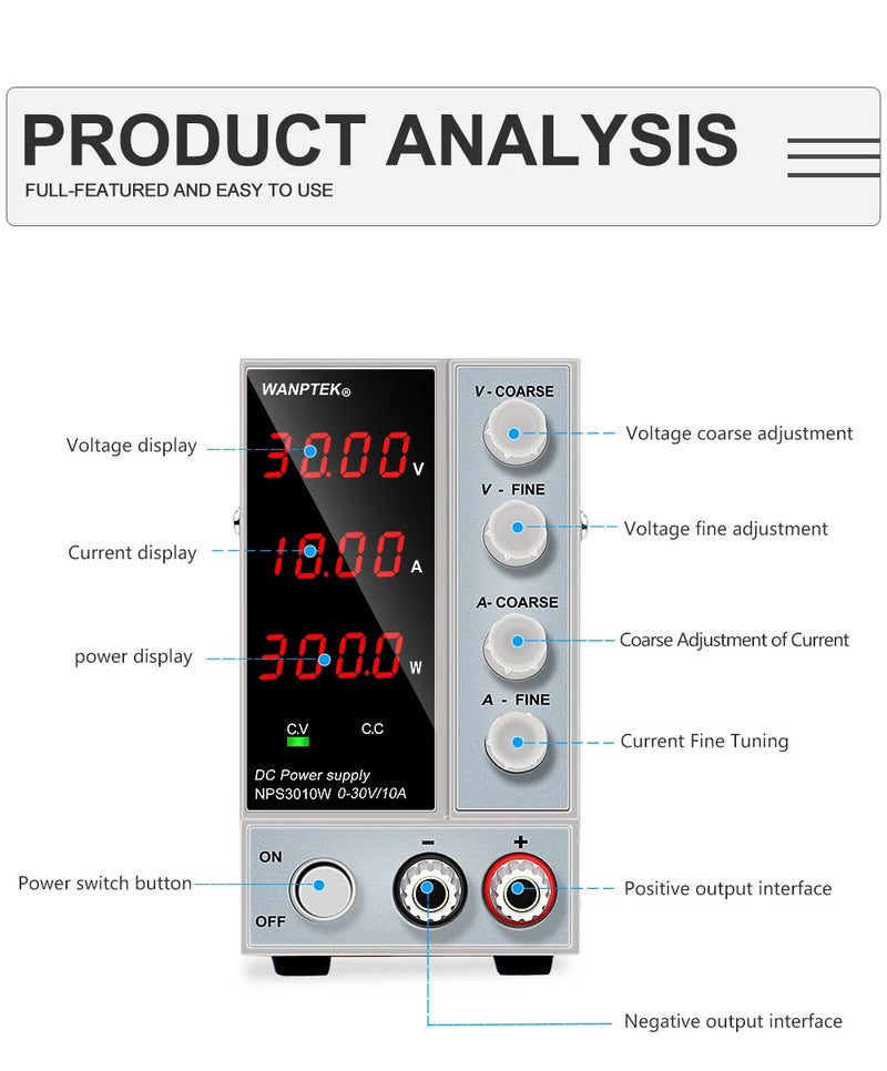 Estabilizador Digital 30V 10A LED