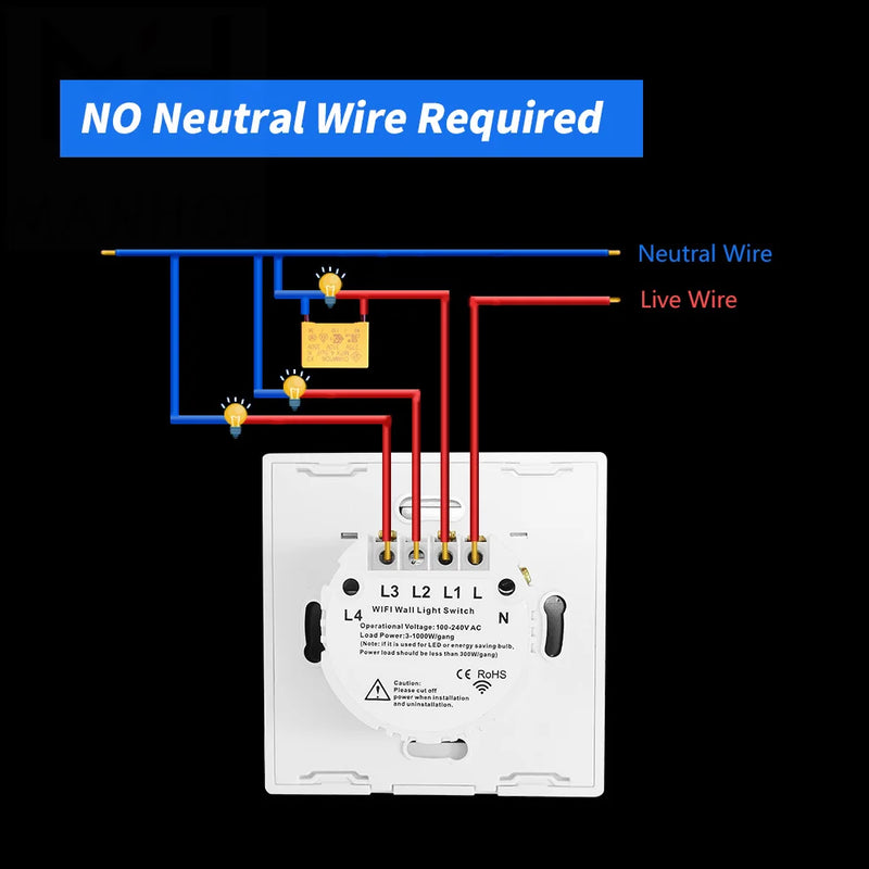 Interruptor Inteligente WiFi Tuya com tecnologia Touch Panel Alexa/Google Home