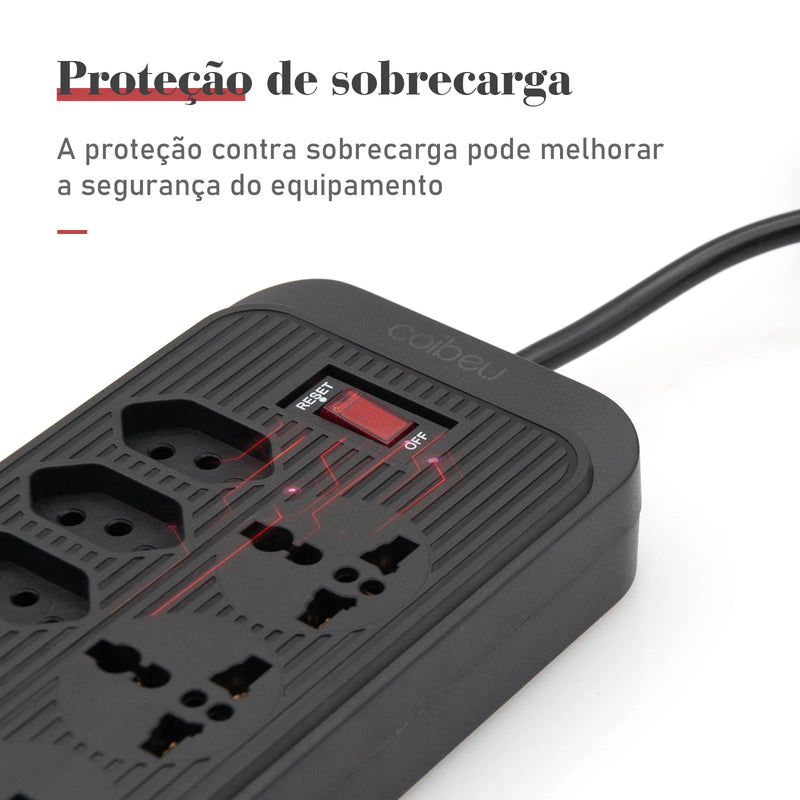 Extensão de Energia em Régua 100-220V,10A