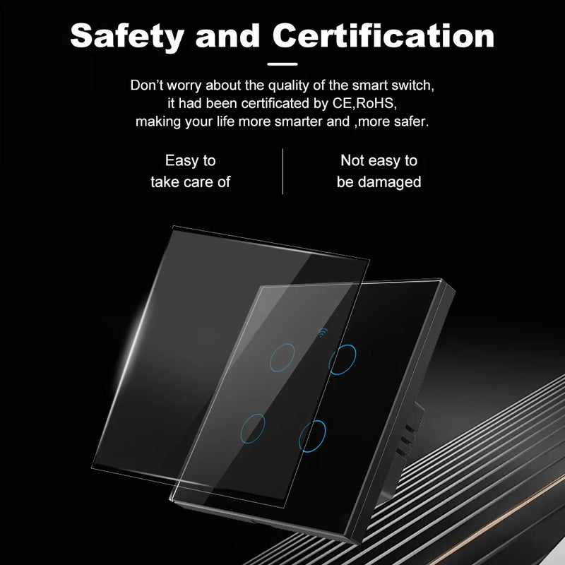Interruptor Inteligente WiFi Tuya com tecnologia Touch Panel Alexa/Google Home