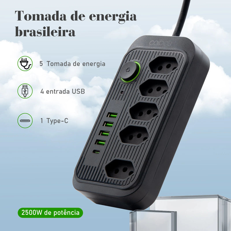 Extensão de Energia em Régua 100-220V,10A