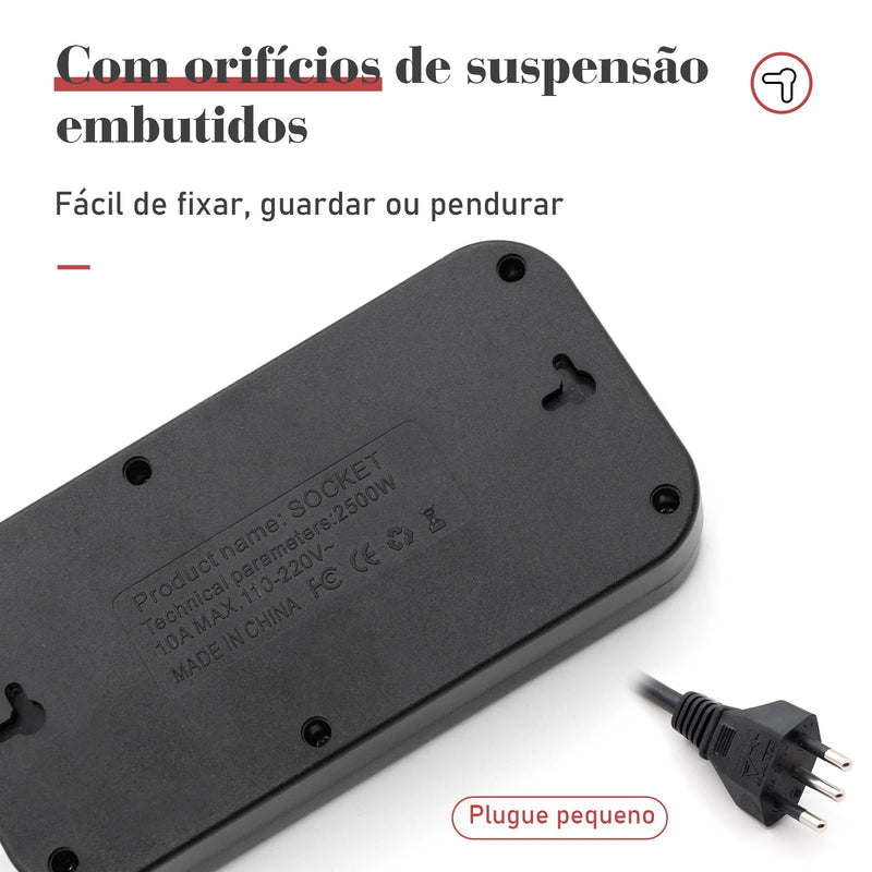 Extensão de Energia em Régua 100-220V,10A