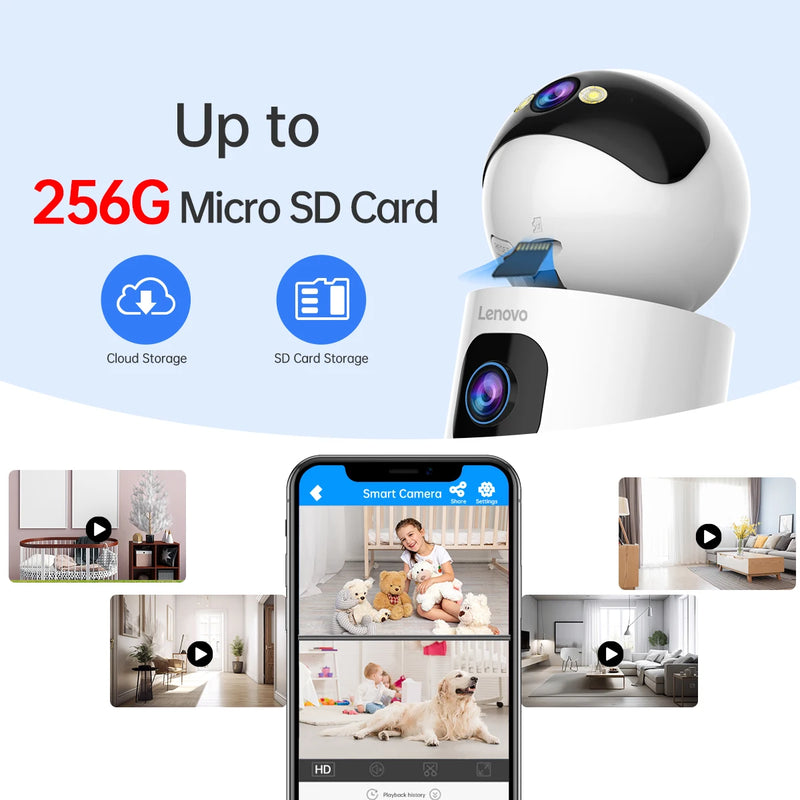 Câmera de Segurança com recursos de Baba Eletrônica Lenovo 4K 360 DUAS LENTES