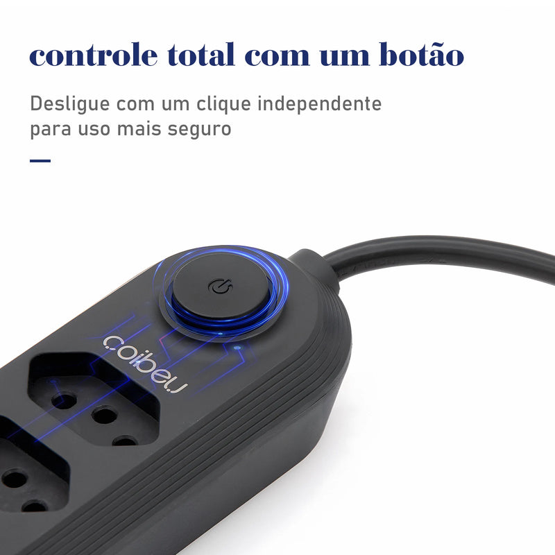 Extensão de Energia em Régua 100-220V,10A
