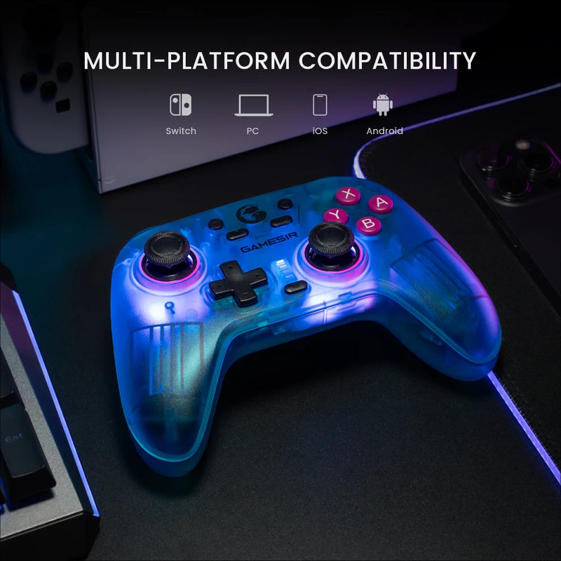 Controle GameSir RGB Bluetooth, 2.4G, Tipo C Nintendo Switch 1,2,PC,Android, iOS,