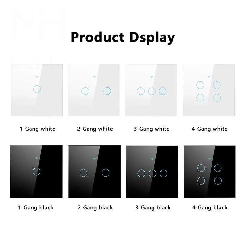 Interruptor Inteligente WiFi Tuya com tecnologia Touch Panel Alexa/Google Home