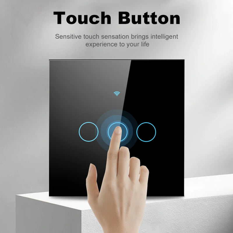 Interruptor Inteligente WiFi Tuya com tecnologia Touch Panel Alexa/Google Home