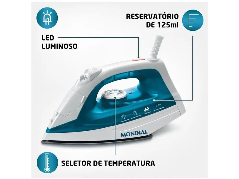 Ferro de Passar Mondial F-32 Azul e Branco- 110V