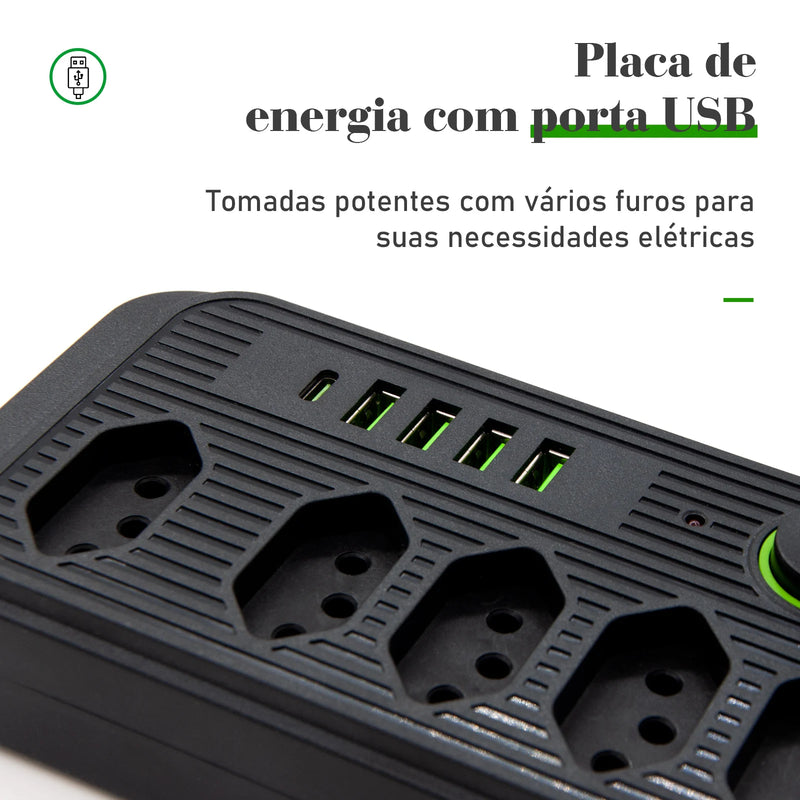 Extensão de Energia em Régua 100-220V,10A
