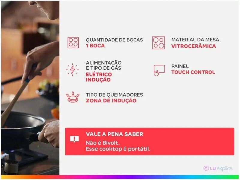 Fogão de Indução Portátil 1 Boca Electrolux 110V