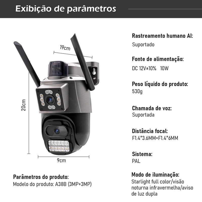 Câmera De Segurança 4K Wifi Externa 6MP Com Sensor de Presença E Visão Noturno