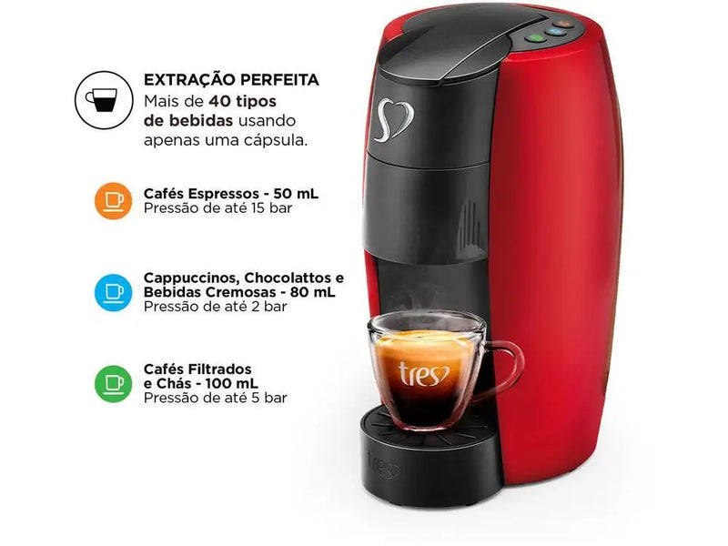 Cafeteira Expressa Três Corações Vermelha 110V