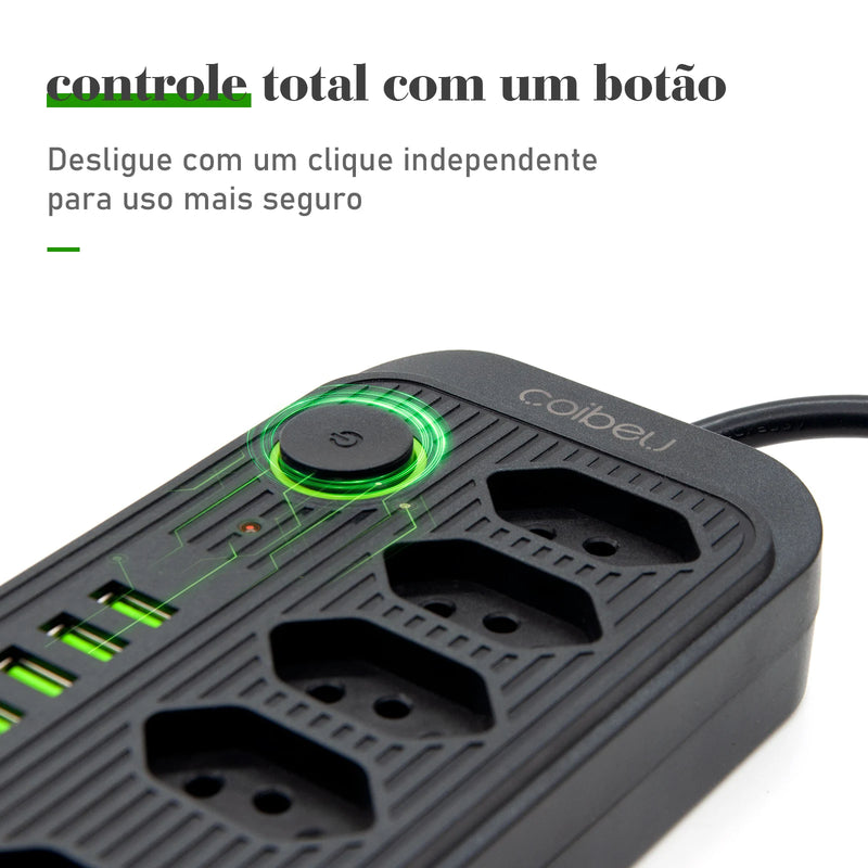 Extensão de Energia em Régua 100-220V,10A