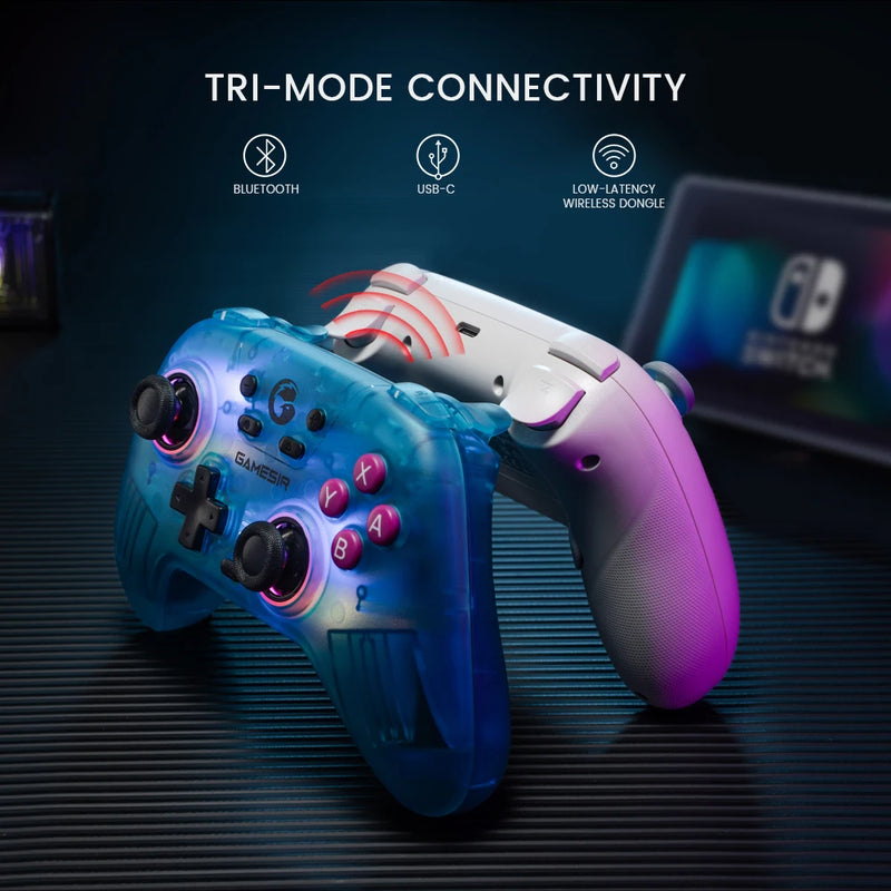 Controle GameSir RGB Bluetooth, 2.4G, Tipo C Nintendo Switch 1,2,PC,Android, iOS,