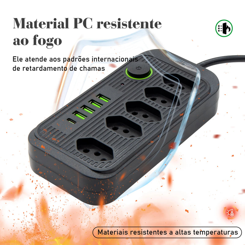 Extensão de Energia em Régua 100-220V,10A