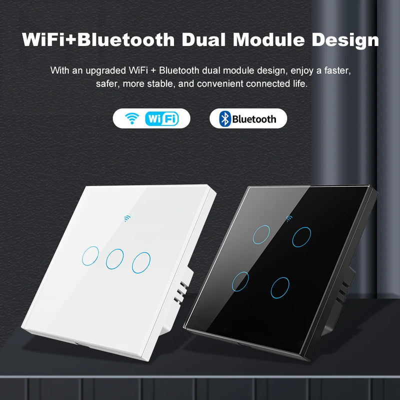 Interruptor Inteligente WiFi Tuya com tecnologia Touch Panel Alexa/Google Home