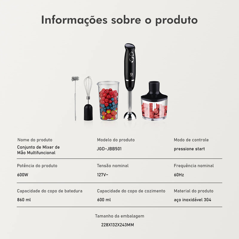 Mini Processador de Alimentos Mixer Portátil Elétrico 127V