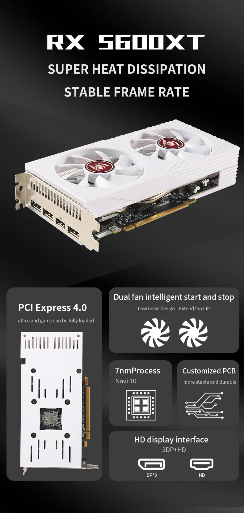 Placa de Video RX5600xt GDDR6  192Bit PCIE4.0x16 VEINEDA