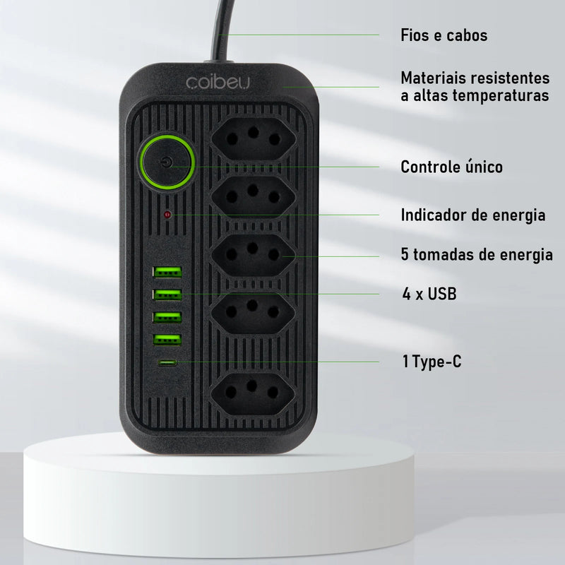 Extensão de Energia em Régua 100-220V,10A