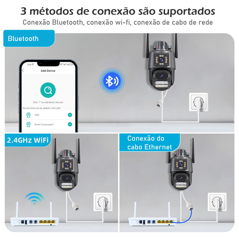 Câmera De Segurança 4K Wifi Externa 6MP Com Sensor de Presença E Visão Noturno