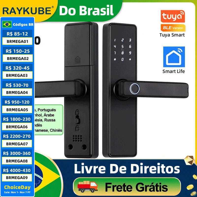 Fechadura Digital RAYKUBE K20 C/ Maçaneta Biometrica