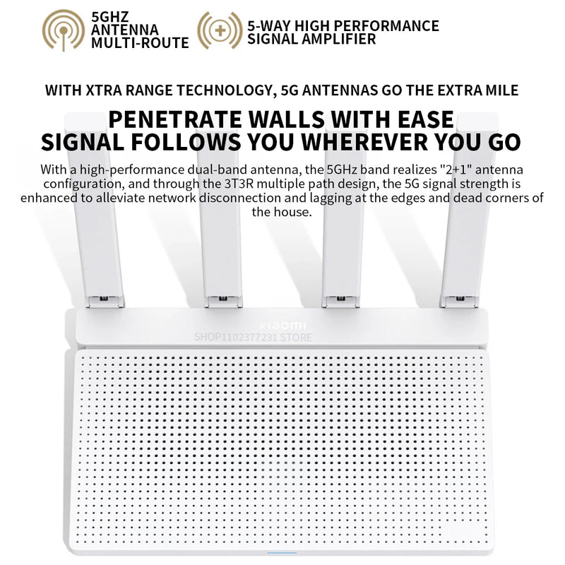 Moldem Roteador Xiaomi AX3000T 5GHz 160MHz