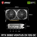 Placa de Vídeo MSI GeForce RTX 3060 VENTUS 2X 12G OC 12GB GDDR6
