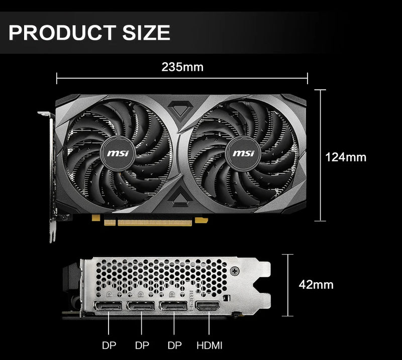 Placa de Vídeo MSI GeForce RTX 3060 VENTUS 2X 12G OC 12GB GDDR6