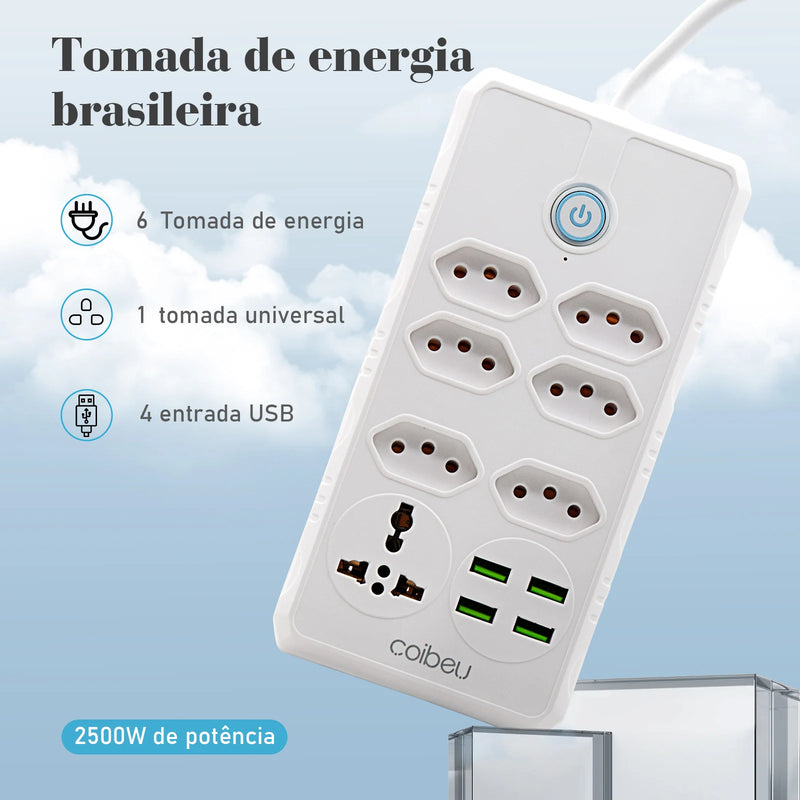 Extensão de Energia em Régua 100-220V,10A