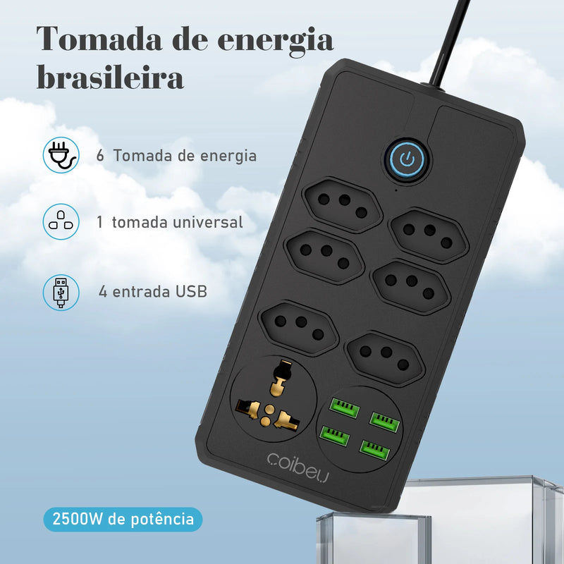 Extensão de Energia em Régua 100-220V,10A