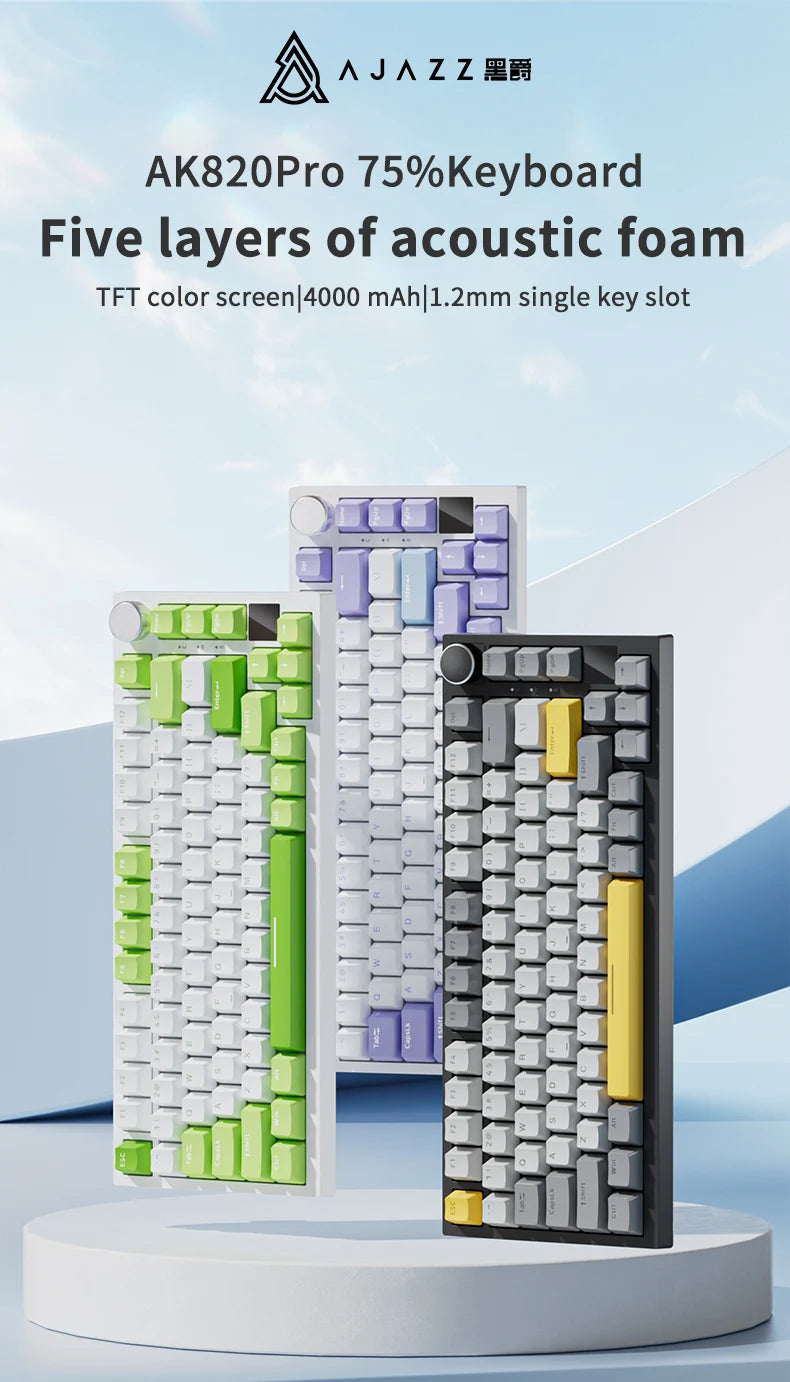 AK820/AK820 Pro Teclado Mecânico 75% TFT