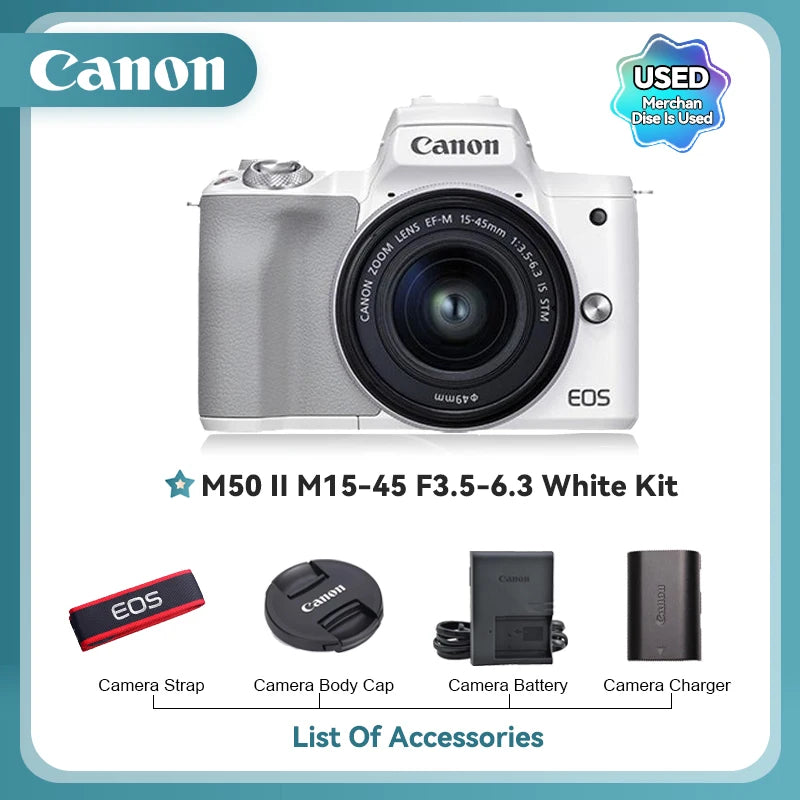 Canon EOS M50 II Câmera Compacta Profissional 4K  24.10MP M50II（Used）