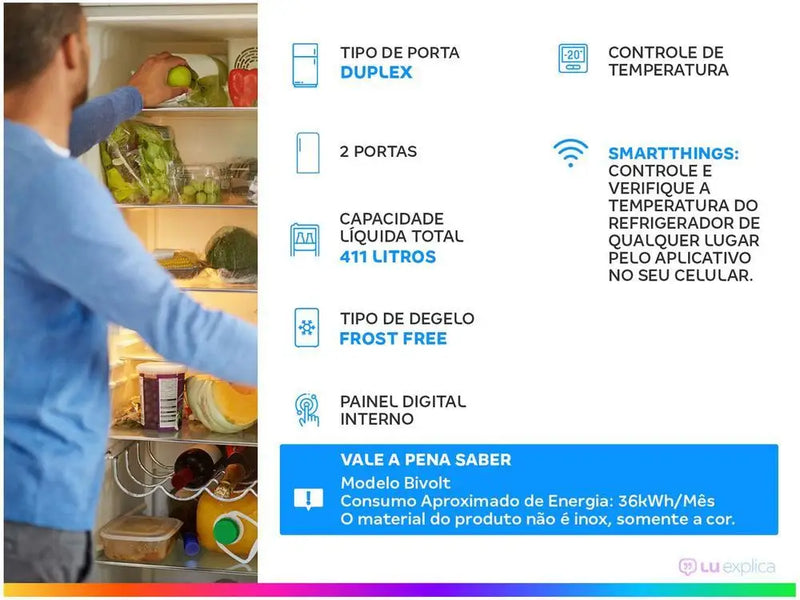 Geladeira/Congelador Samsung Frost Free Dupla Digital 411L RT42 Bivolt