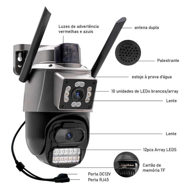 Câmera De Segurança 4K Wifi Externa 6MP Com Sensor de Presença E Visão Noturno