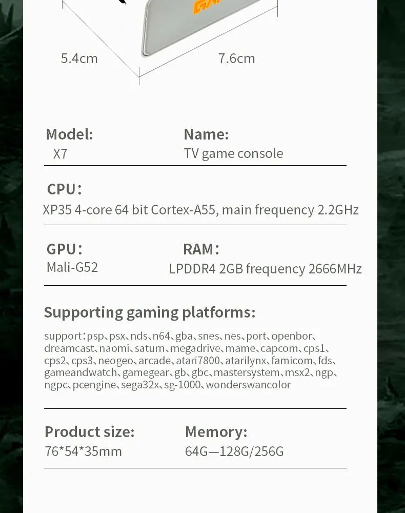 Console de Jogos X7 128G 256G 4K LPDDR4