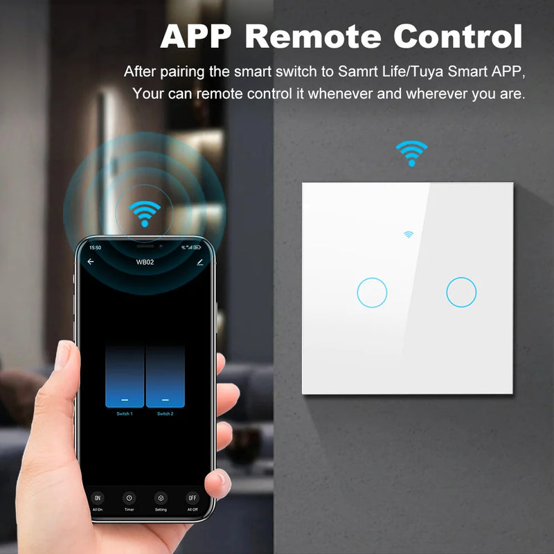 Interruptor Inteligente WiFi Tuya com tecnologia Touch Panel Alexa/Google Home