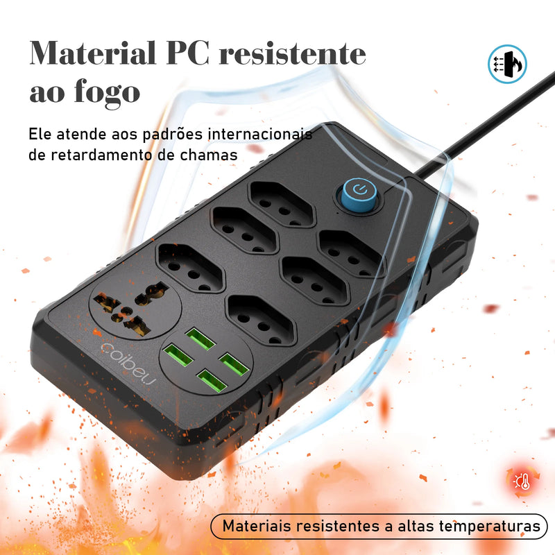 Extensão de Energia em Régua 100-220V,10A