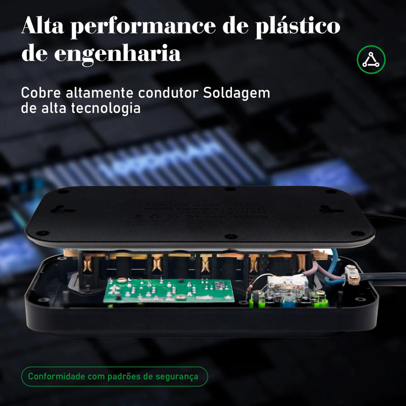 Extensão de Energia em Régua 100-220V,10A