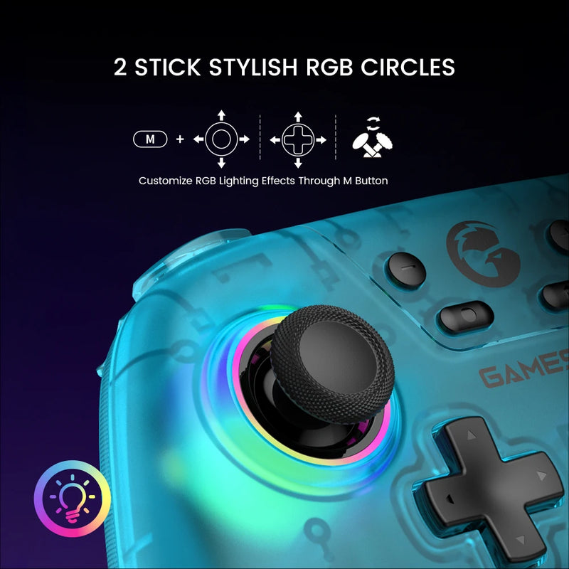 Controle GameSir RGB Bluetooth, 2.4G, Tipo C Nintendo Switch 1,2,PC,Android, iOS,